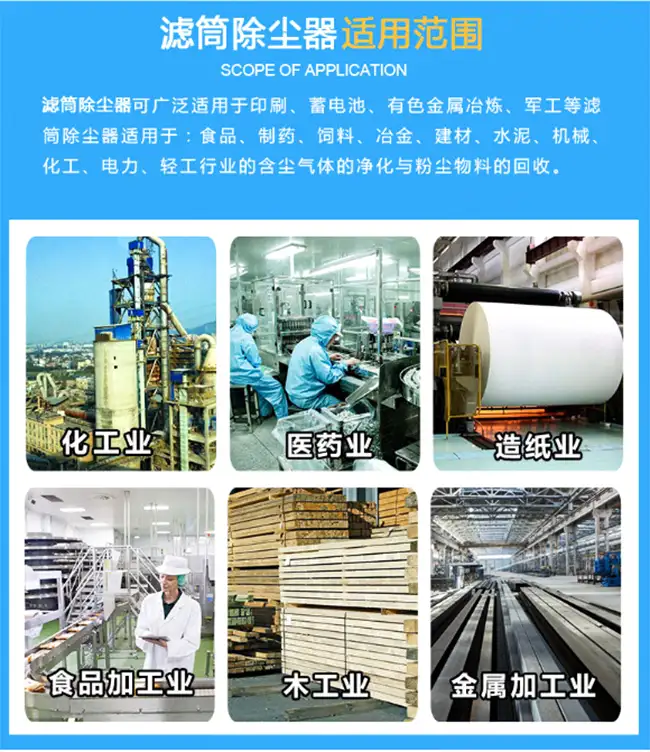 分室脉冲滤筒除尘器产品适用范围